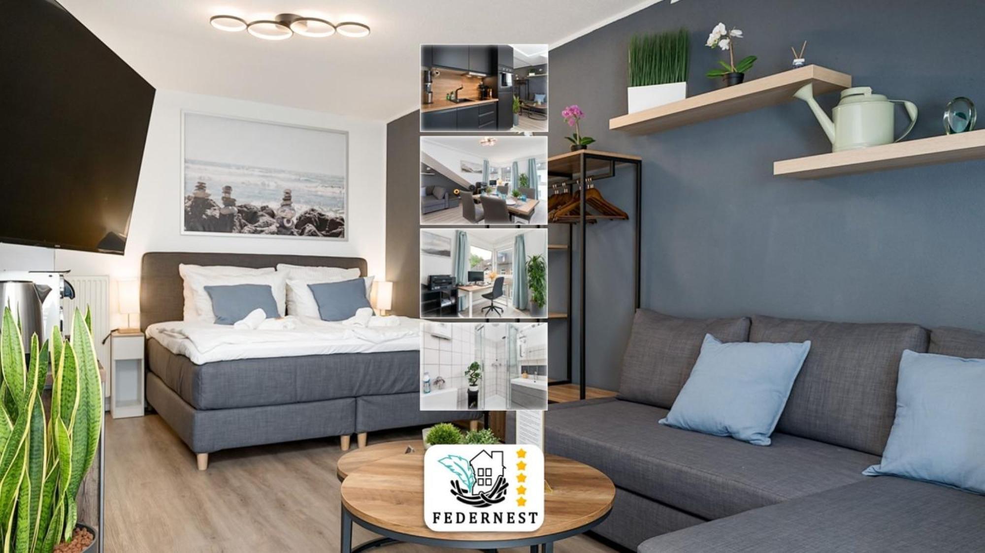 Federnest - Luxus-Studio - Kingsize Boxspringbett - Home-Office Mit Monitor Und Drucker - 11 Min Hbf Duisburg Eksteriør bilde